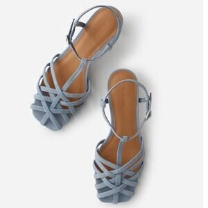 NEW The Milano Mid-Heeled Sandal Terrace Blue Kitten Feminine Coquette Size 6.5